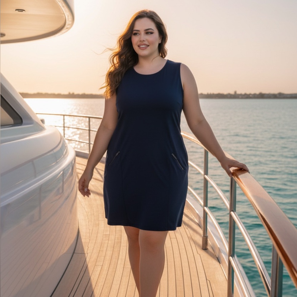 Athletica dress, two pockets with zippers in the front